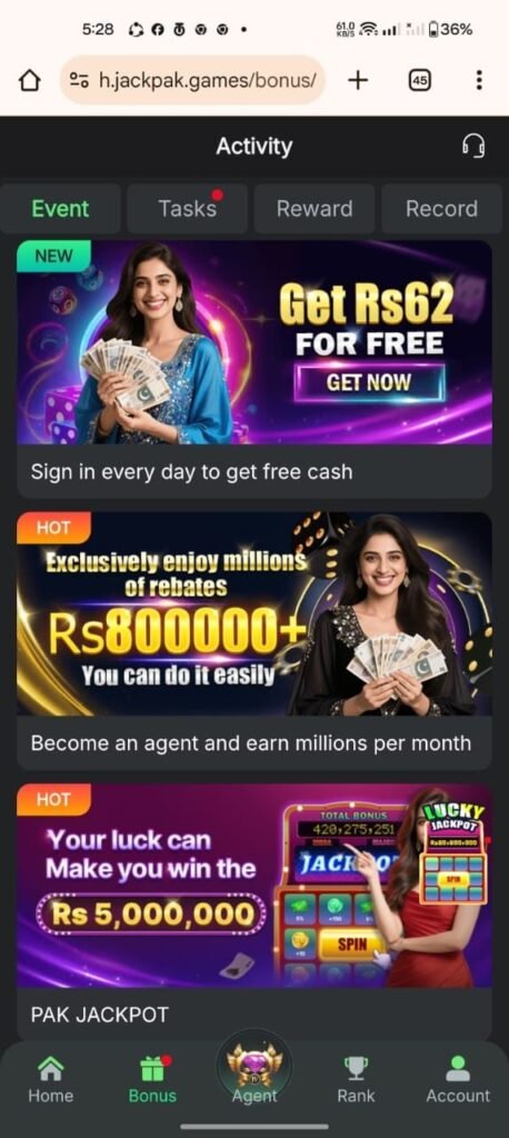 Pak Jackpot game